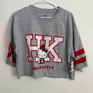 Hello Kitty Gray Tee with Red Accents Size 12-14 Crop Top New